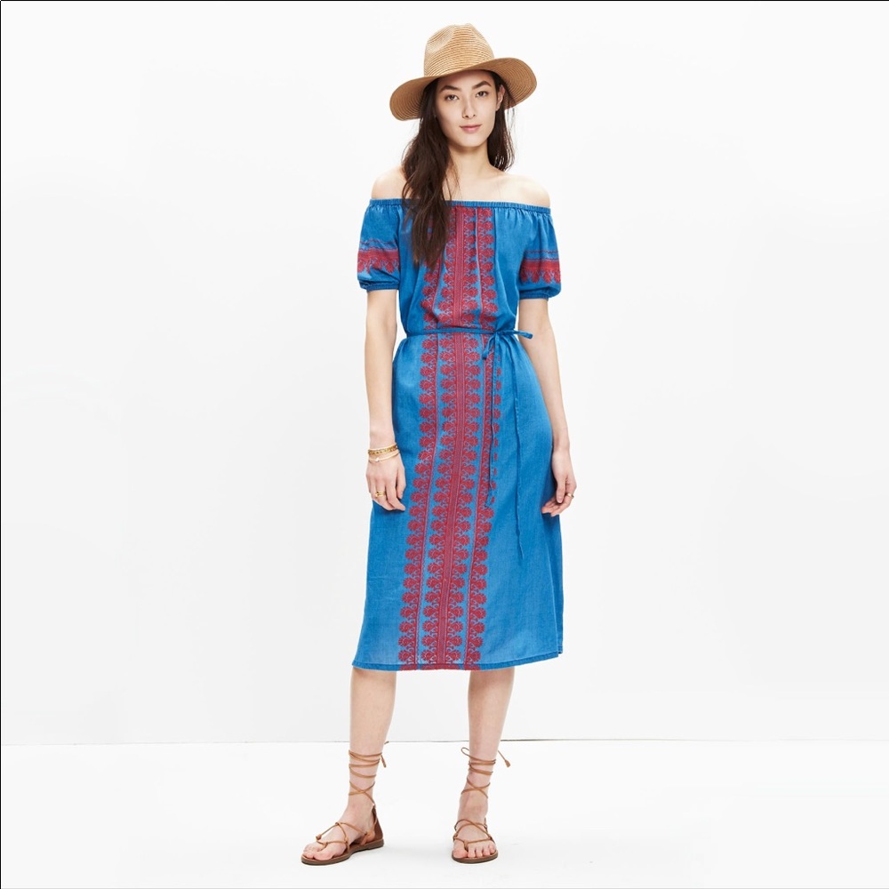 Madewell Embroidered Indigo Market Dress